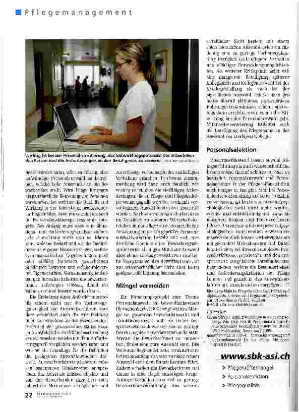 Vorschauseite 3: Personalrekrutierung: «Notstandsgebiet» Pflege