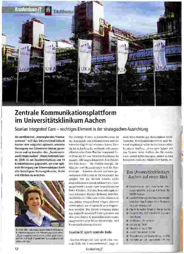Vorschauseite 1: Zentrale Kommunikationsplattform im Universitätsklinikum Aachen