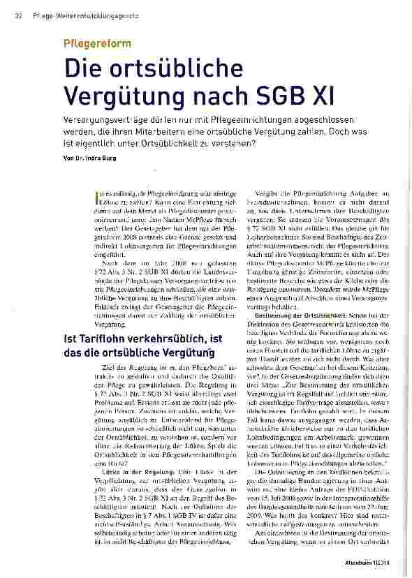 Vorschauseite 1: Die ortsübliche Vergütung nach SGB XI