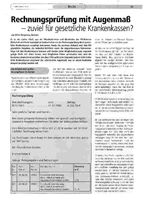 Vorschauseite 1: Rechnungsprüfung mit Augenmaßzuviel für gesetzliche Krankenkassen?