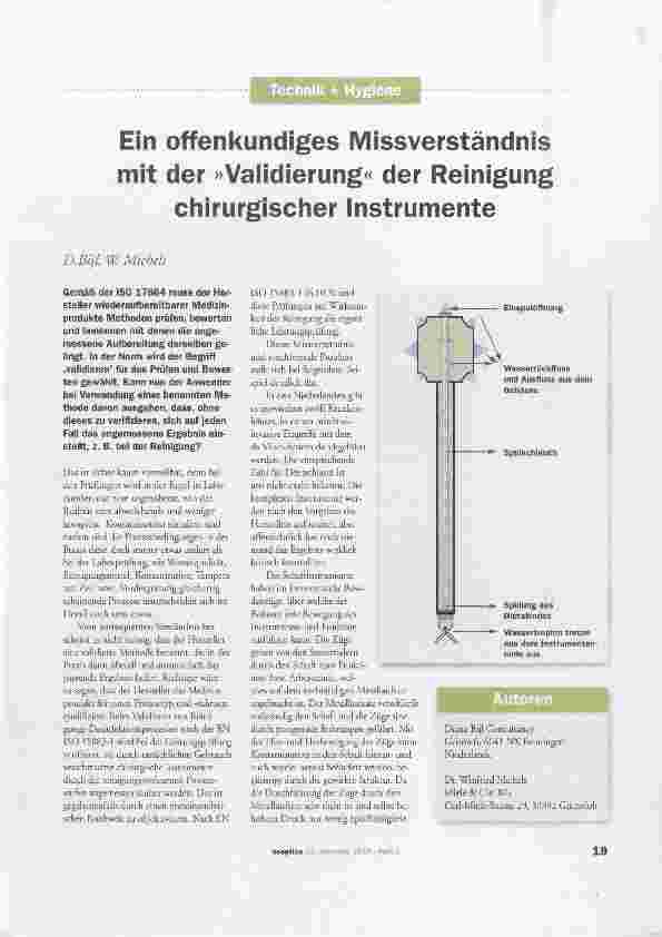 Vorschauseite 1: Ein offenkundiges Missverständnis mit der »Vaiidierung« der Reinigung chirurgischer instrumente