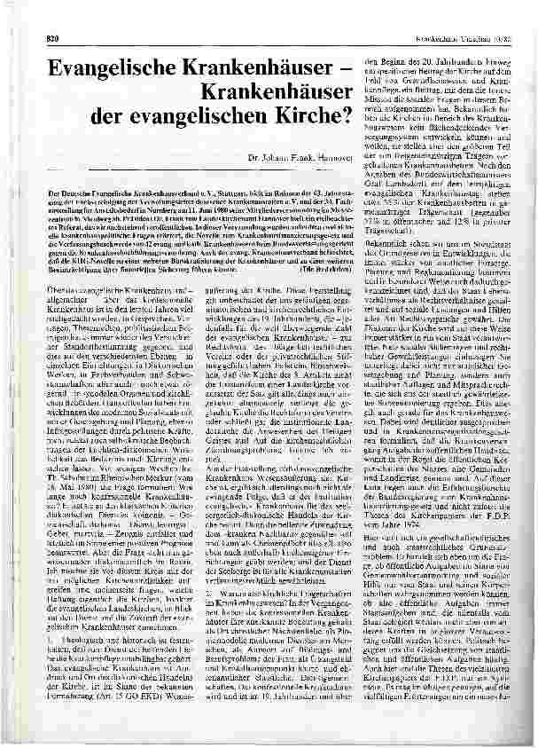 Vorschauseite 1: Evangelische Krankenhäuser - Krankenhäuser der evangelischen Kirche?