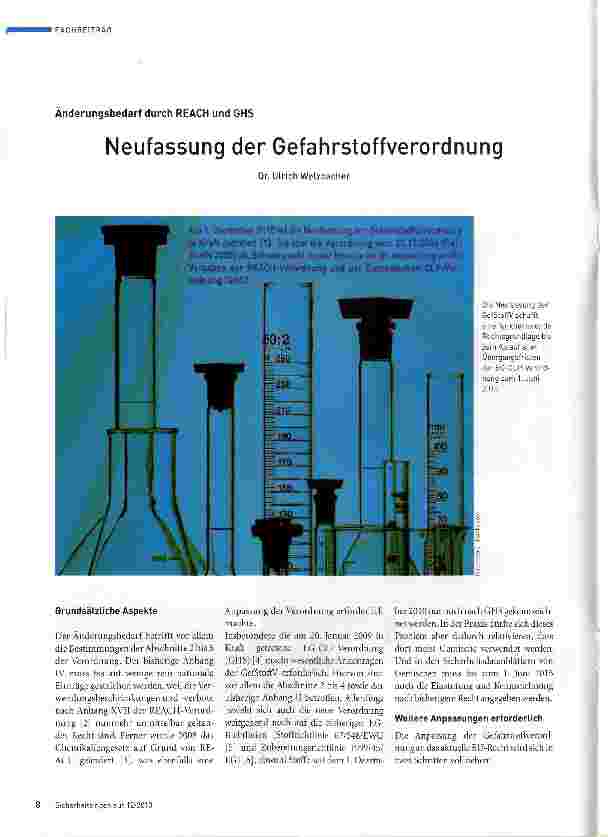 Vorschauseite 1: Neufassung der Gefahrstoffverordnung