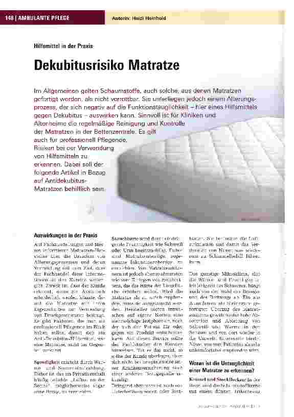Vorschauseite 1: Dekubitusrisiko Matratze