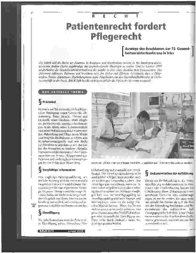 Vorschauseite 1: Patientenrecht fordert Pflegerecht