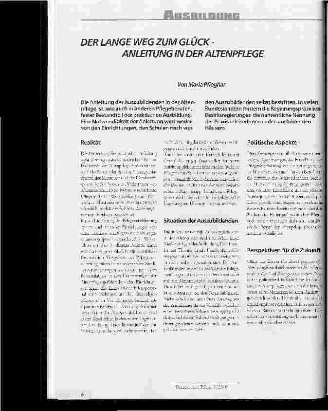 Vorschauseite 1: Der lange Weg zum Glück - Anleitung in der Altenpflege