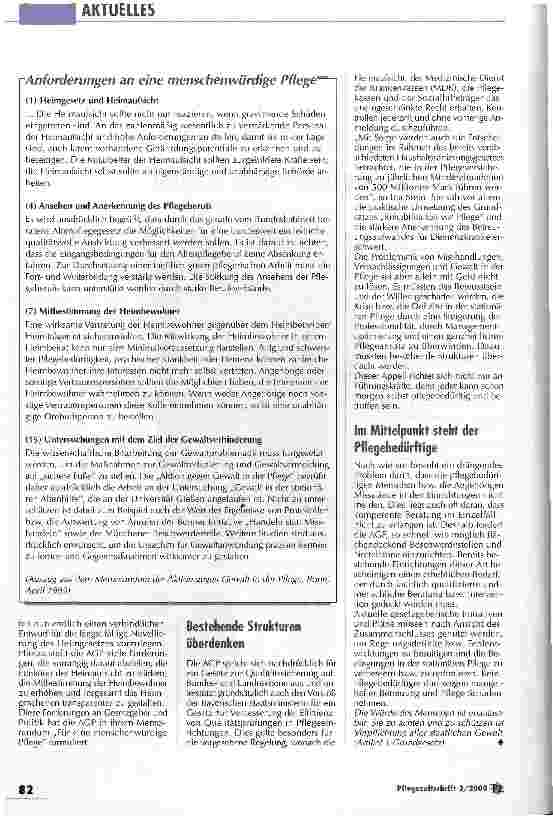 Vorschauseite 2: Der notwendigen Kritik müssen wirksame Maßnahmen folgen Aktion gegen Gewalt in der Pflege