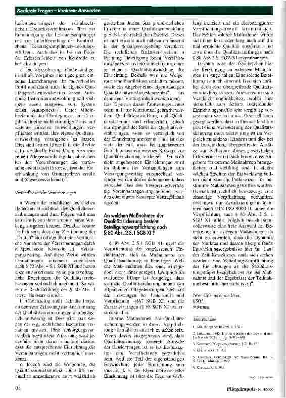 Vorschauseite 2: Qualitätssicherung Sind Qualitätsvereinbarungen nach § 80 Abs. 1 SGB XI für Pflegeeinrichtungen verbindlich?