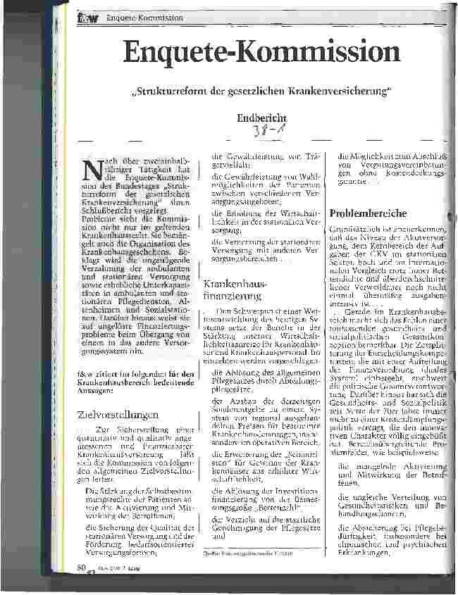 Vorschauseite 1: Enquete-Kommission Strukturreform der gesetzlichen Krankenversicherung Endbericht