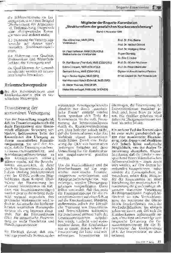 Vorschauseite 2: Enquete-Kommission Strukturreform der gesetzlichen Krankenversicherung Endbericht