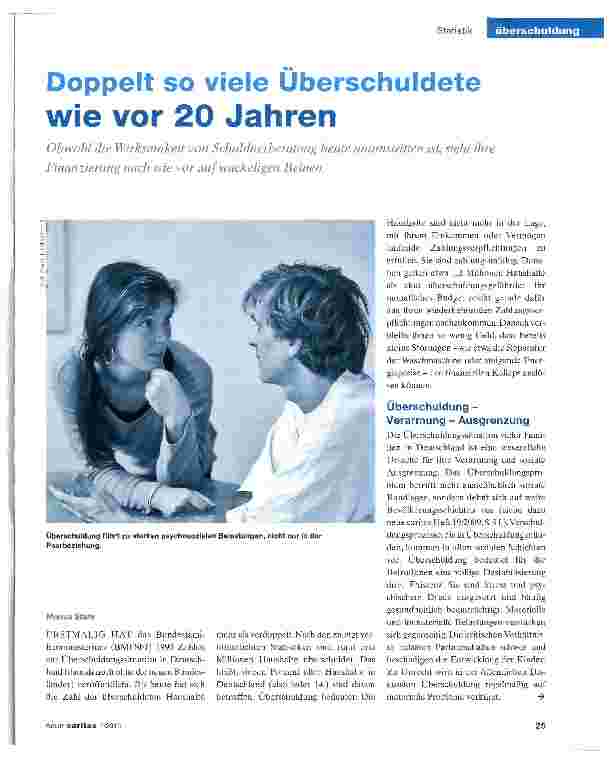 Vorschauseite 1: Doppelt so viele Überschuldete wie vor 20 Jahren