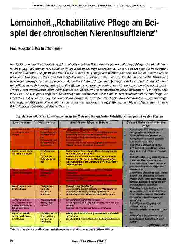 Vorschauseite 1: Lerneinheit „Rehabilitative Pflege am Beispiel der chronischen Niereninsuffizienz
