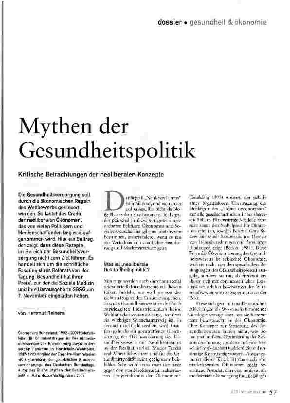 Vorschauseite 1: Mythen der Gesundheitspolitik