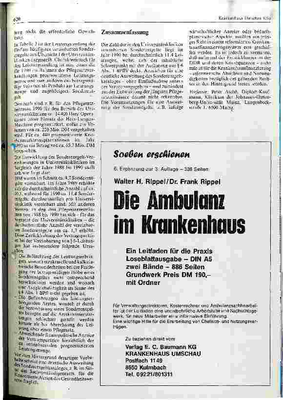 Vorschauseite 3: Sonderentgelte der Universitätskliniken gem. Pflegesatzvereinbarungen für das Jahr 1990