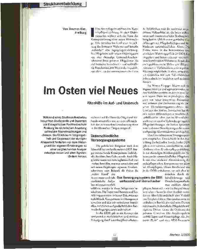 Vorschauseite 1: Im Osten viel Neues Altenhilfe im Aufund Umbruch