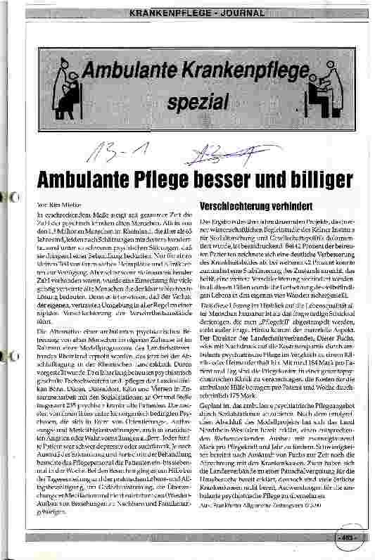 Vorschauseite 1: Ambulante Pflege besser und billiger