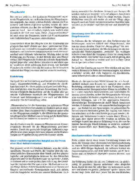 Vorschauseite 6: Die Relevanz von Wahrnehmung, Ohr und Musik für die psychiatrische Pflege Wahrnehmungsöffnung bei psychisch Kranken mit Hilfe eines EDV-gestützten Musikangebots
