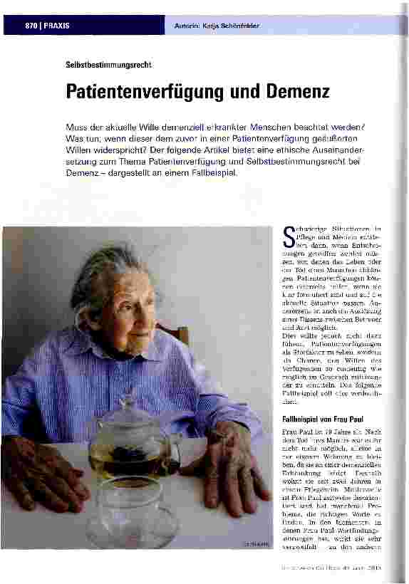 Vorschauseite 1: Patientenverfügung und Demenz