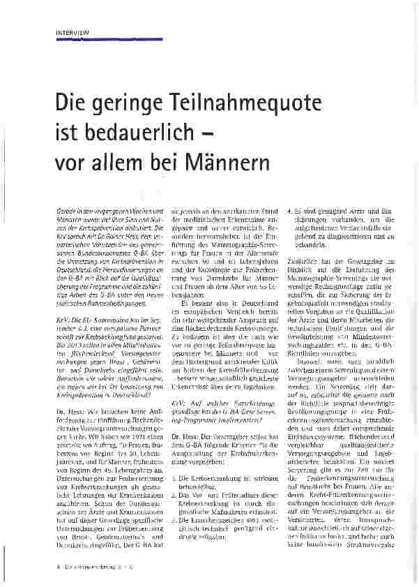 Vorschauseite 1: Die geringe Teilnahmequote ist bedauerlich - vor allem bei Männern