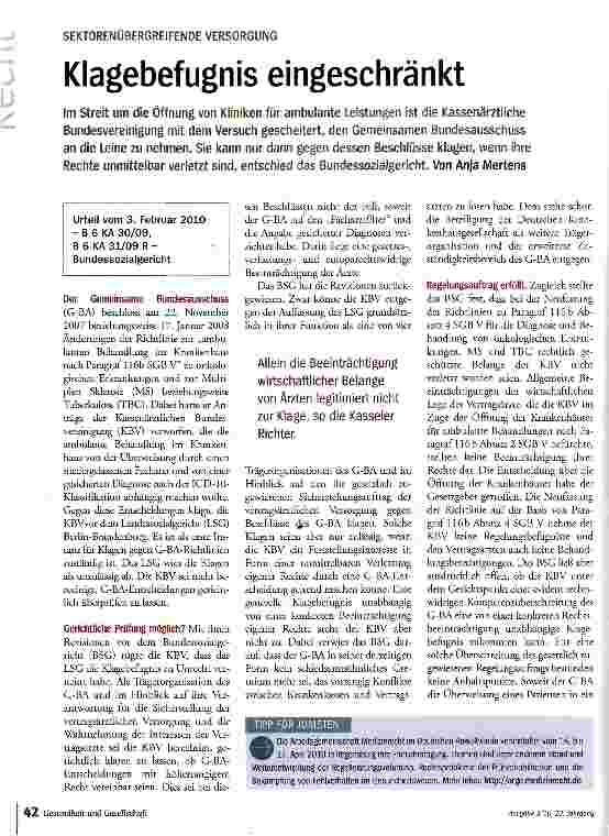 Vorschauseite 1: Klagebefugnis eingeschränkt