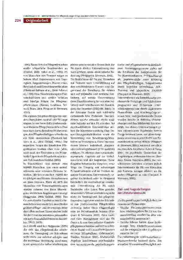 Vorschauseite 2: Interventionen und deren Effekte auf pflegende Angehörige von Menschen mit Demenz -Eine systematische Literaturübersicht