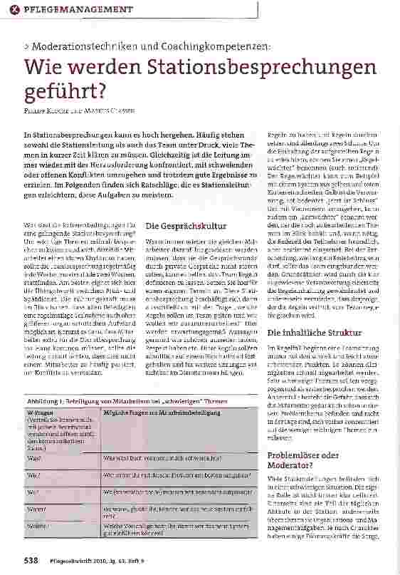 Vorschauseite 1: Wie werden Stationsbesprechungen geführt?
