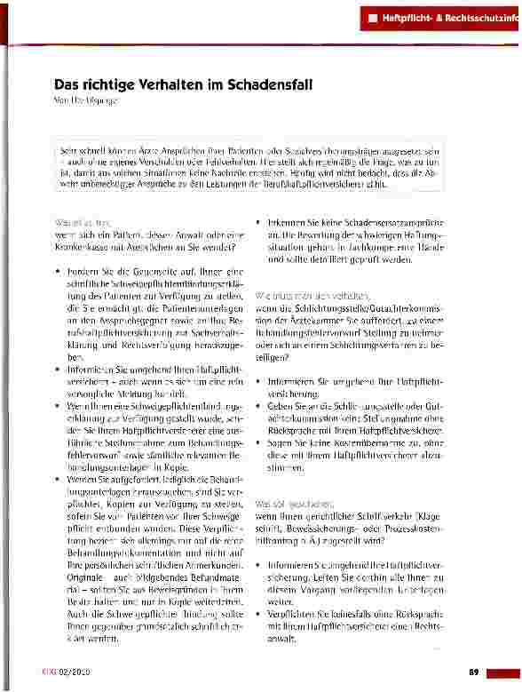 Vorschauseite 1: Das richtige Verhalten im Schadensfall