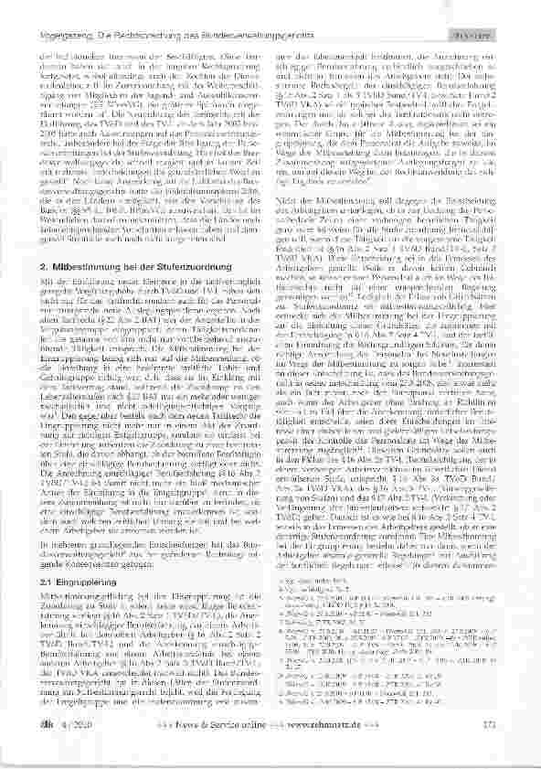 Vorschauseite 2: Die Rechtsprechung des Bundesverwaltungsgerichts in Personalvertretungssachen in den Jahren 2008 und 2009