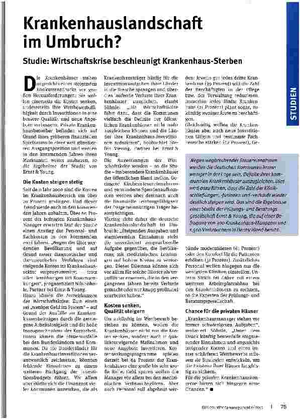 Vorschauseite 1: Krankenhauslandschaft im Umbruch?