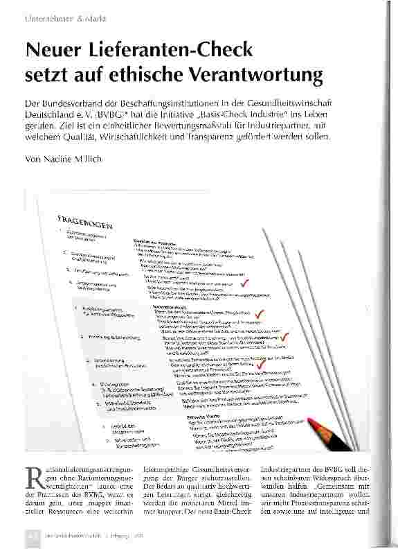 Vorschauseite 1: Neuer Lieferanten-Check setzt auf ethische Verantwortung