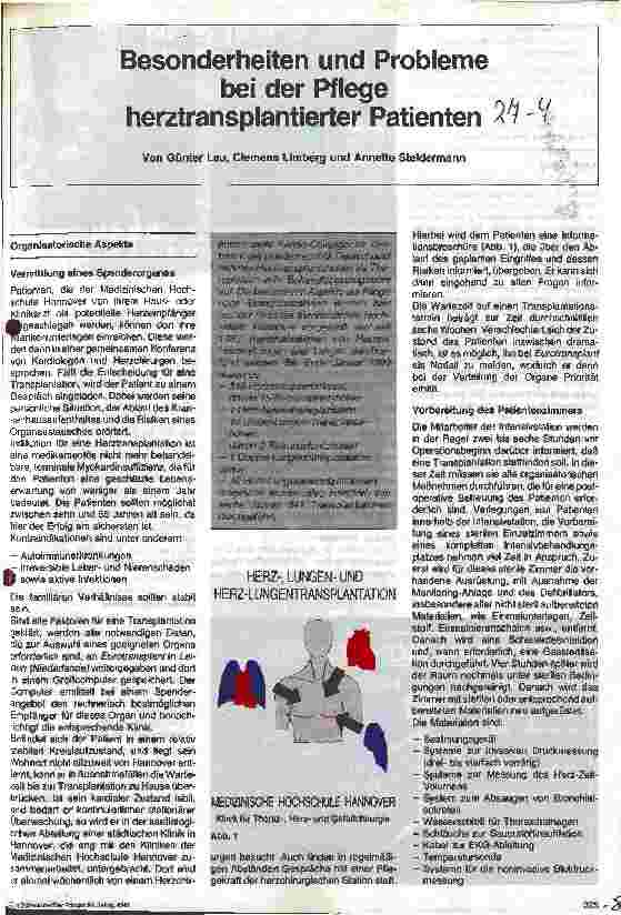 Vorschauseite 1: Besonderheiten und Probleme bei der Pflege herztransplantierter Patienten