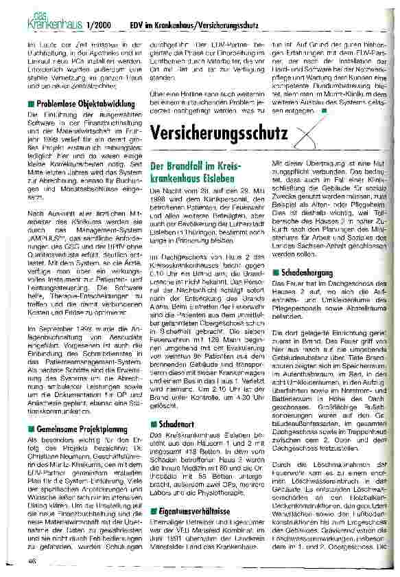 Vorschauseite 1: Der Brandfall im Kreiskrankenhaus Eisleben