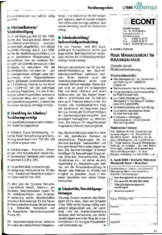 Vorschauseite 2: Der Brandfall im Kreiskrankenhaus Eisleben