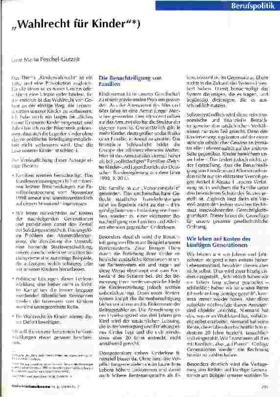 Vorschauseite 1: Wahlrecht für Kinder Berufspolitik