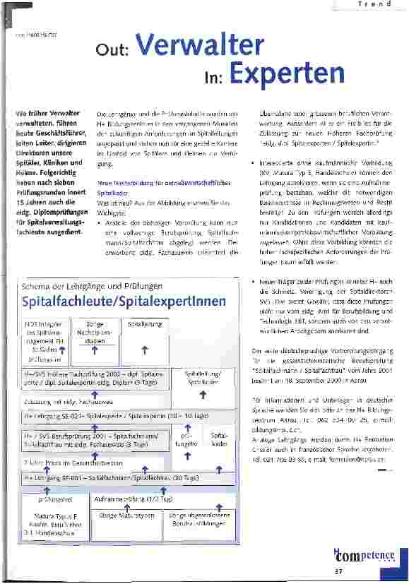 Vorschauseite 1: Out: Verwalter - In: Experten
