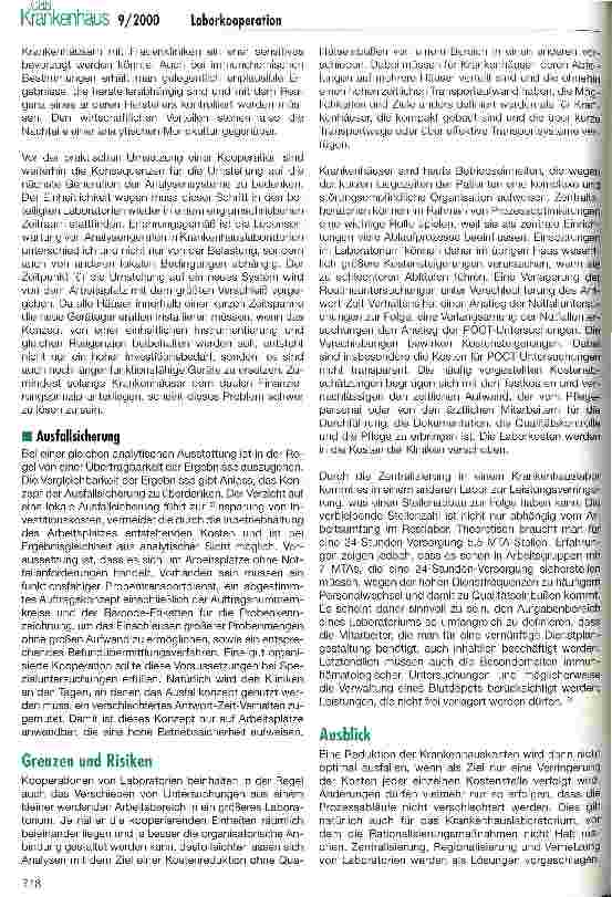 Vorschauseite 6: Krankenhauslaboratorien - Möglichkeiten und Risiken von Kooperationen