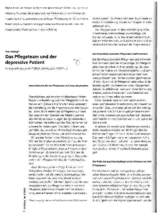 Vorschauseite 1: Das Pflegeteam und der depressive Patient