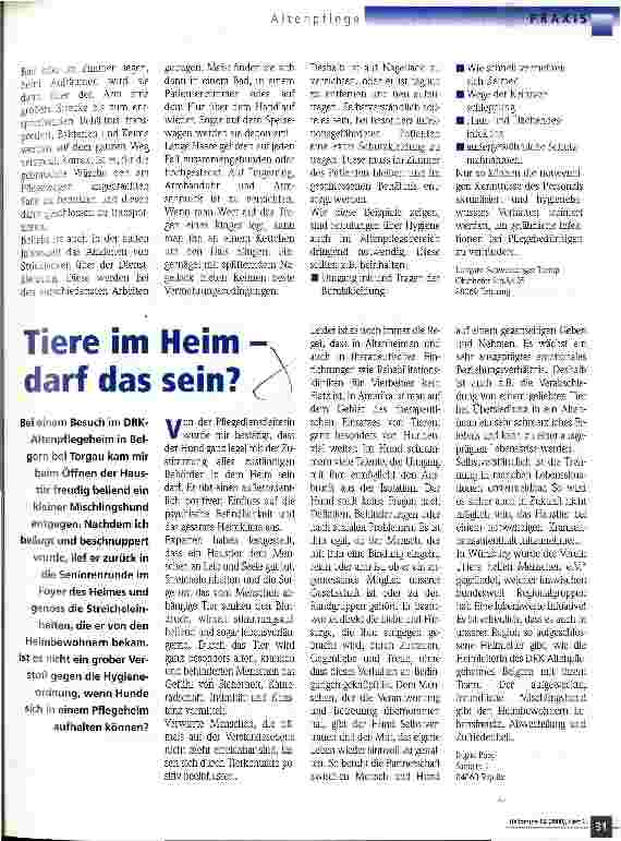 Vorschauseite 1: Tiere im Heim - darf das sein?