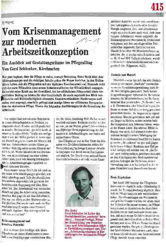 Vorschauseite 1: Zeitfenster: Vom Krisenmanagement zur modernen Arbeitszeitkonzeption Ein Ausblick auf Gestaltungsräume im Pflegealltag