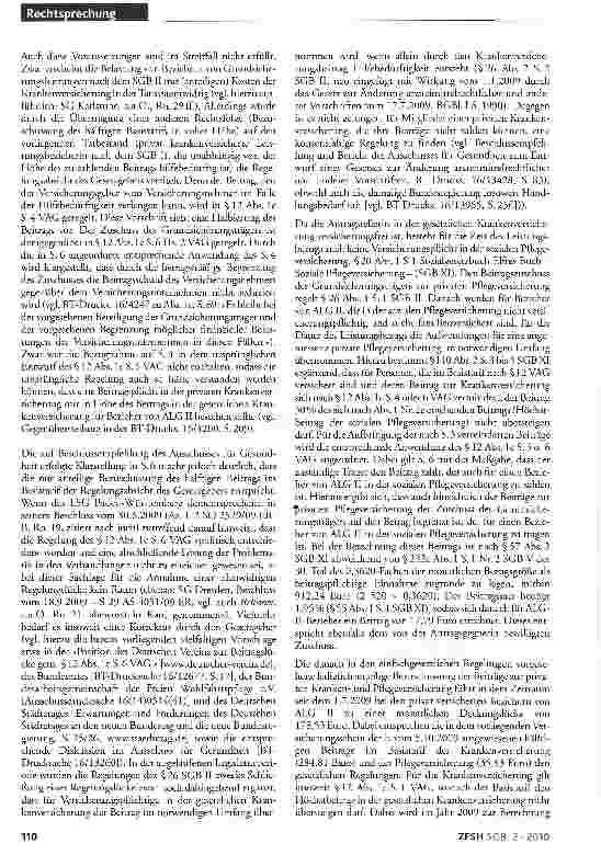 Vorschauseite 4: Anteiliger Zuschuss zur privaten Krankenund Pflegeversicherung für ALG Il-Bezieher; Verfassungswidrigkeit der »Deckungslücke«