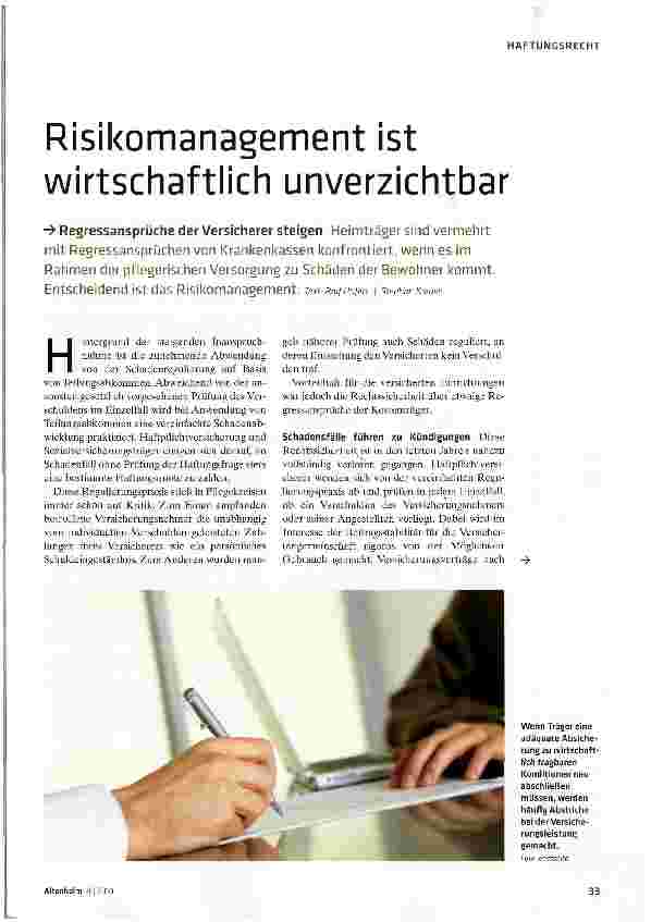 Vorschauseite 1: Risikomanagement ist wirtschaftlich unverzichtbar