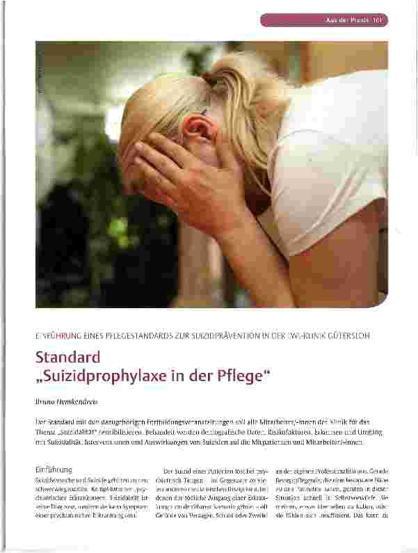 Vorschauseite 1: Standard „Suizidprophylaxe in der Pflege