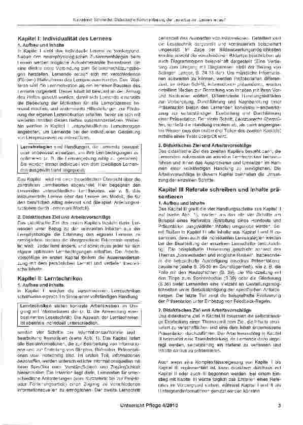 Vorschauseite 2: Lernsituation „Lernen lernen - ein Vorschlag zur Umsetzung