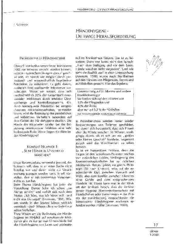 Vorschauseite 1: Händehygiene - die ewige Herausforderung