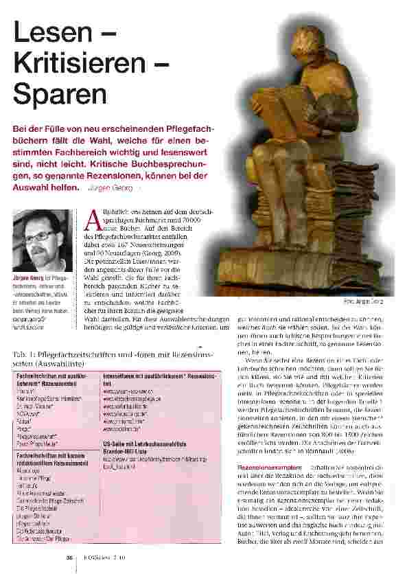 Vorschauseite 1: Lesen -Kritisieren -Sparen