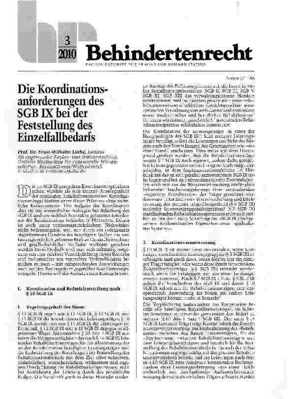 Vorschauseite 1: Die Koordinationsanforderungen des SGBIX bei der Feststellung des Einzelfallbedarfs