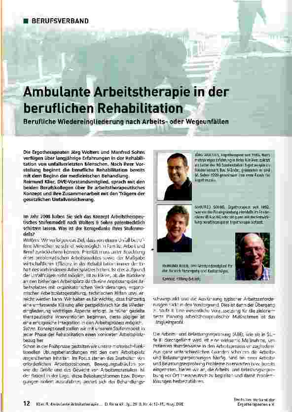 Vorschauseite 1: Ambulante Arbeitstherapie in der beruflichen Rehabilitation