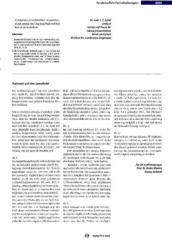 Vorschauseite 2: Hygienisch-mikrobiologische Überprüfung von flexiblen Endoskopen nach ihrer Aufbereitung