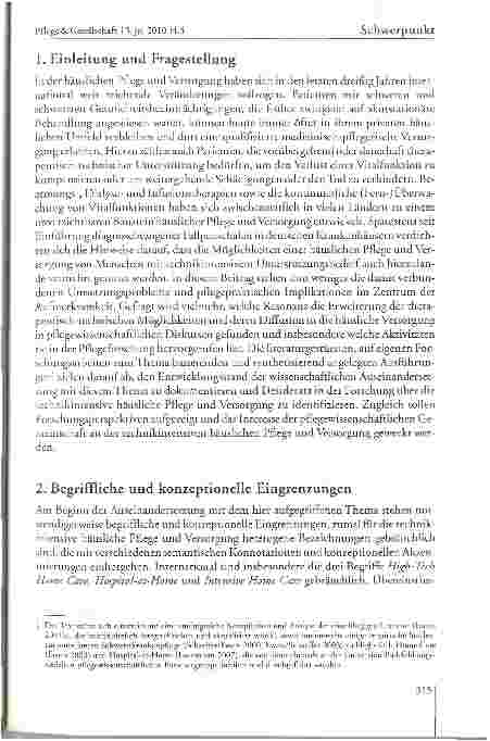 Vorschauseite 2: Vom Konzept zur klinischen Realität -Desiderata und Perspektiven in der Forschung über die technikintensive häusliche Versorgung in Deutschland