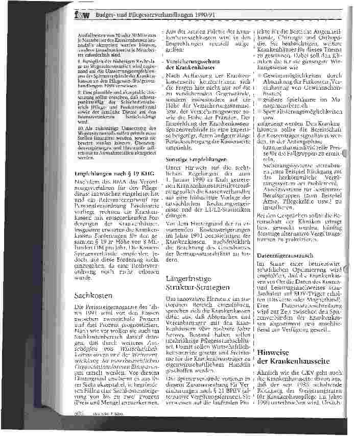 Vorschauseite 3: Budgetund Pflegesatzverhandlungen 1990/91